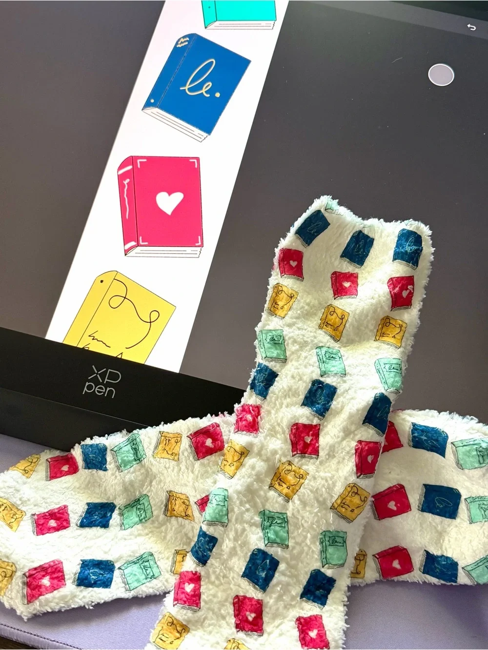 Cozy Bookish Fuzzy Socks Colorful Books Design | One Size Fits Most